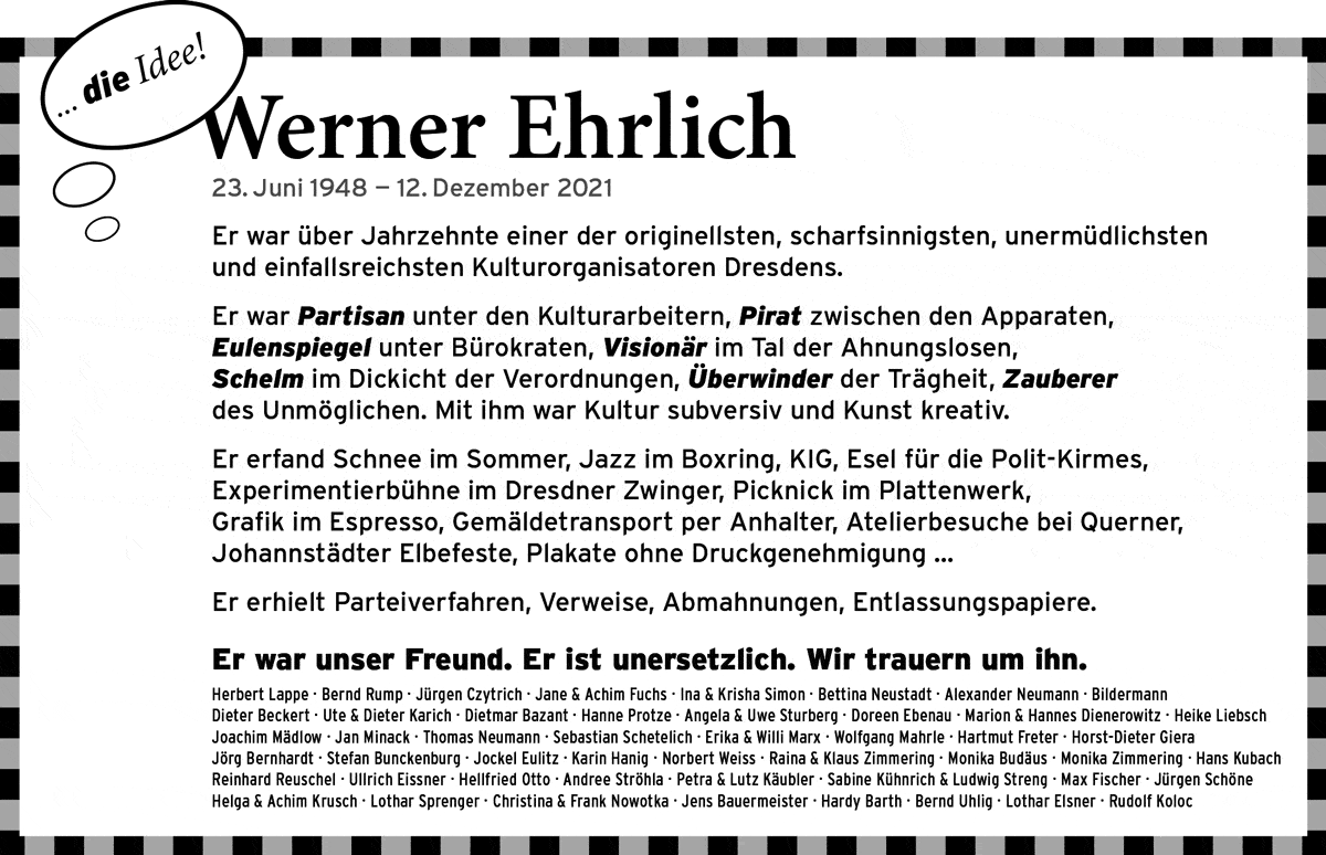 Todesanzeige Werner Ehrlich