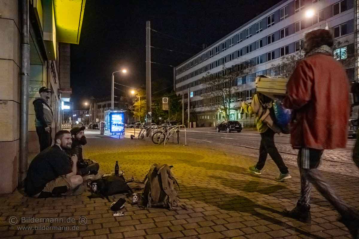 Obdachlose auf der Königsbrücker Strasse in Dresden Neustadt.